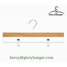 Natural Wooden Bottom Hanger with Metal Clips